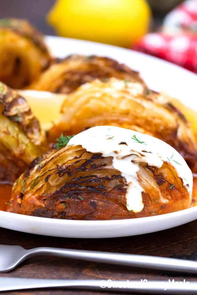 caramelized cabbage in tomato sauce