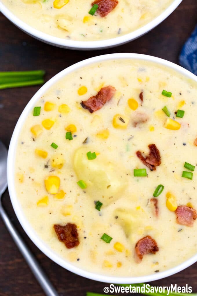 creamy corn soup with bacon