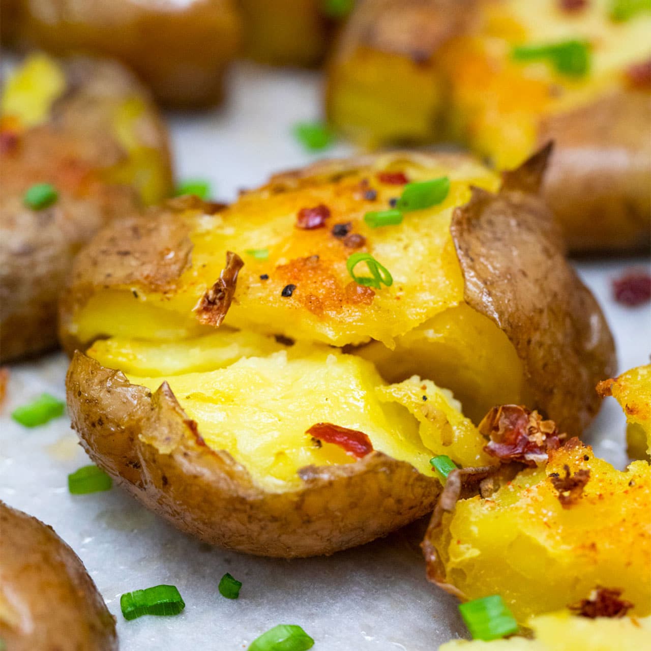 Crispy Smashed Loaded Potatoes