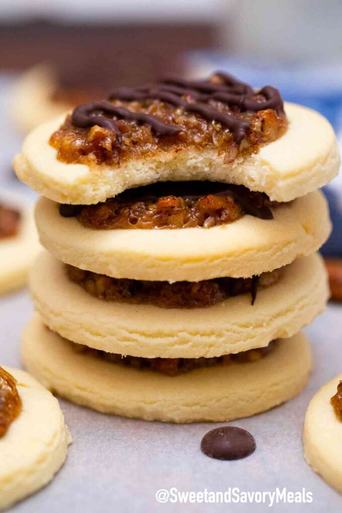 stack of pecan pie cookies