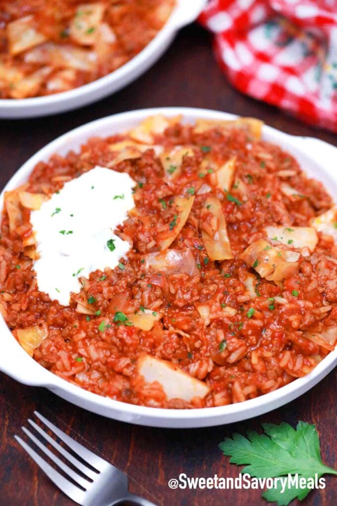 unstuffed cabbage rolls with sour cream