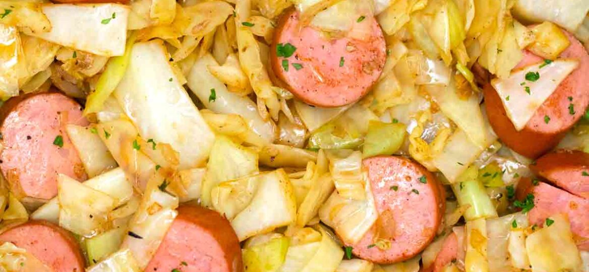 fried cabbage and sausage skillet