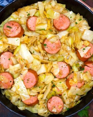 fried cabbage and sausage skillet