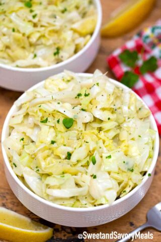 Sautéed cabbage in a bowl