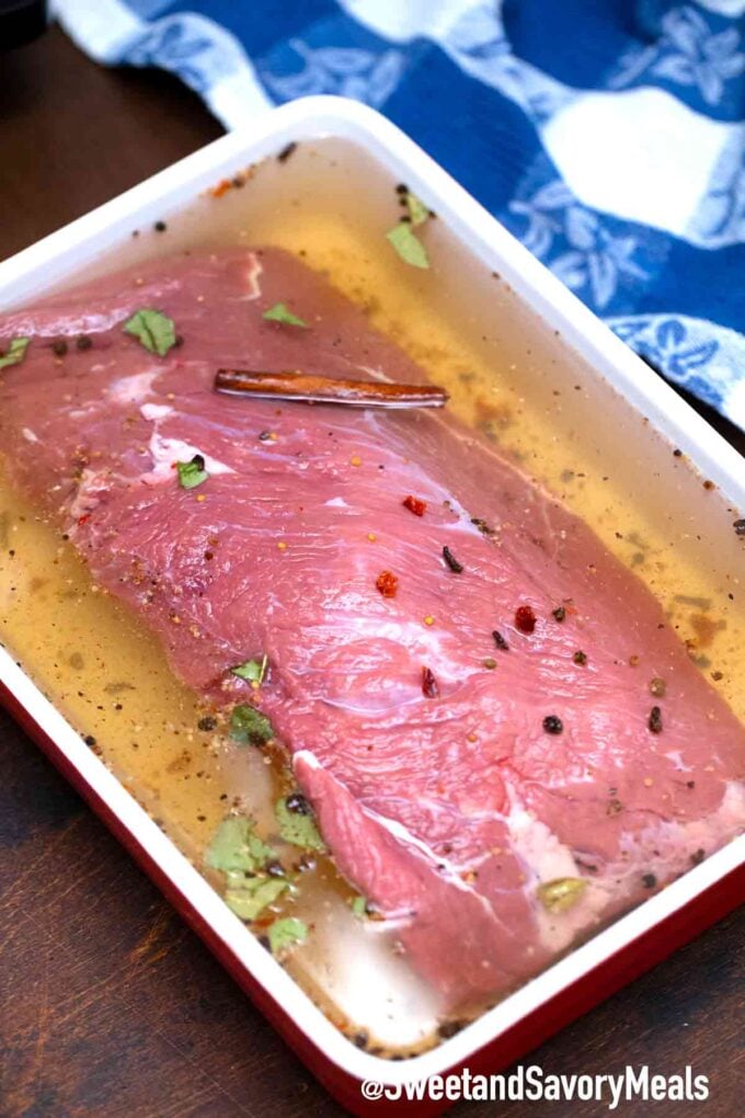 brining beef with pickling spices to make corned beef