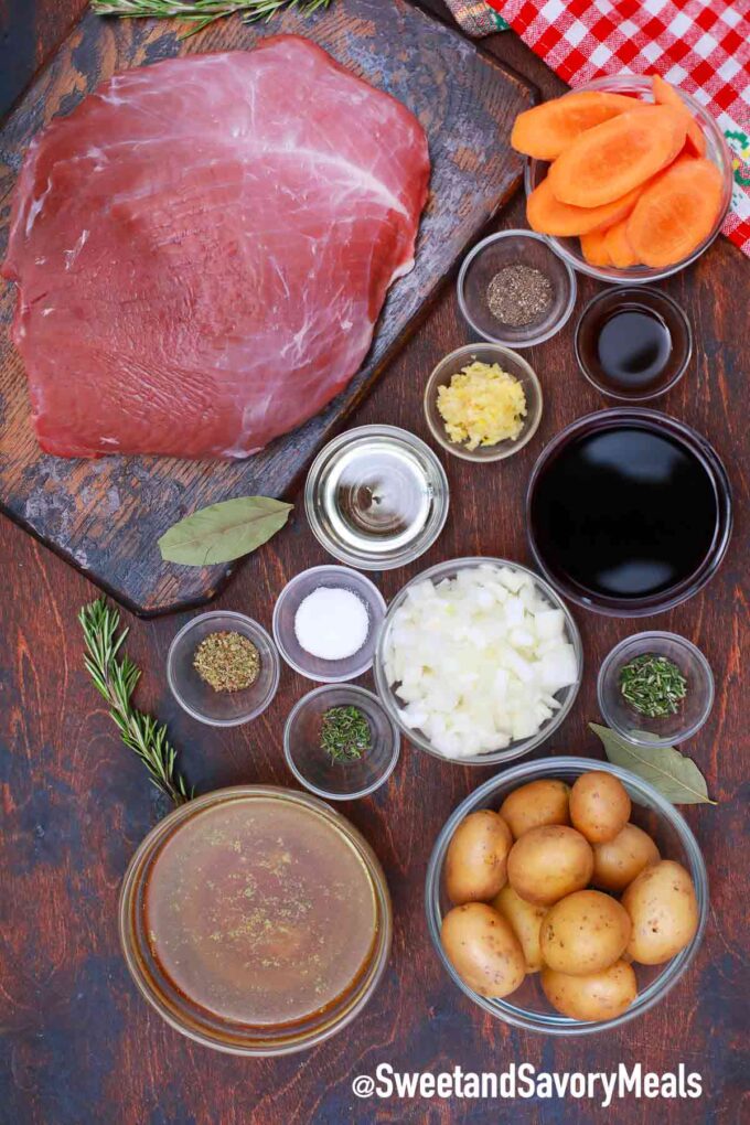 Slow Cooker Red Wine Pot Roast - Sweet and Savory Meals