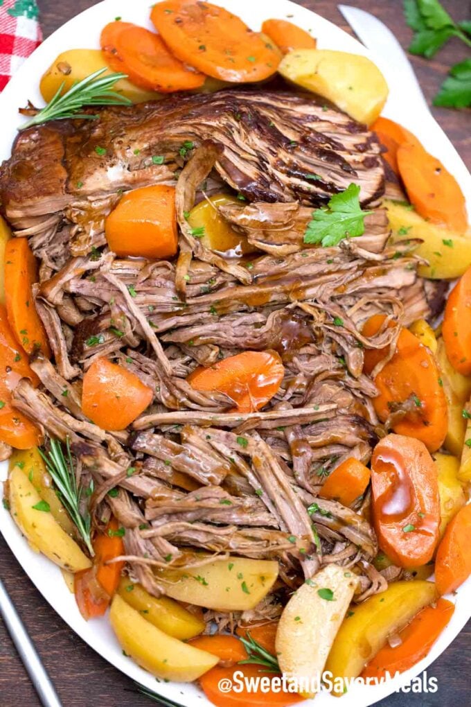 balsamic pot roast with carrots and potatoes