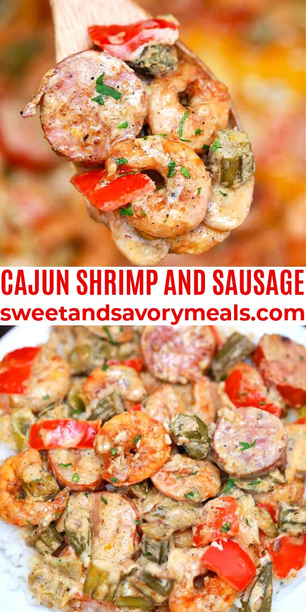 easy cajun shrimp and sausage pin