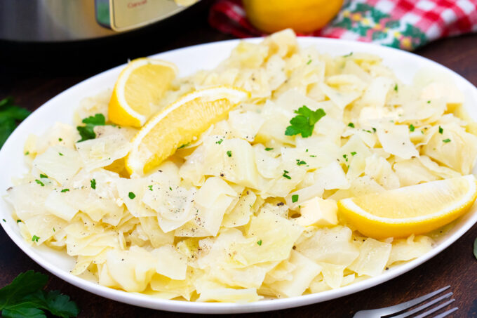 Buttered cabbage cooked in the instant pot.