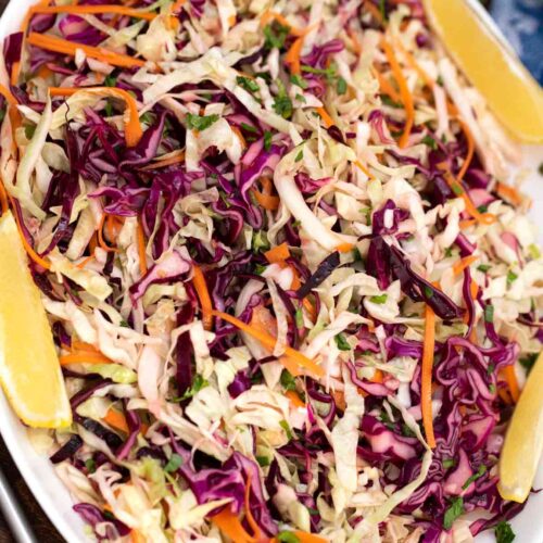 Shredded Green Cabbage Salad with Lemon and Garlic Recipe - Rita