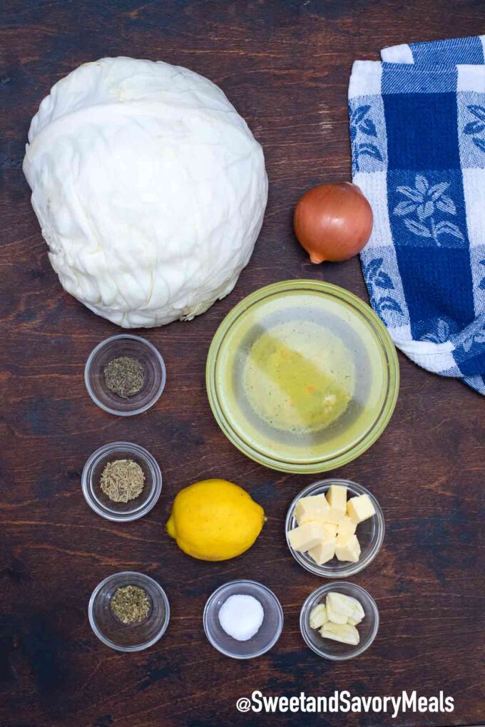 instant pot cabbage recipe ingredients on a table