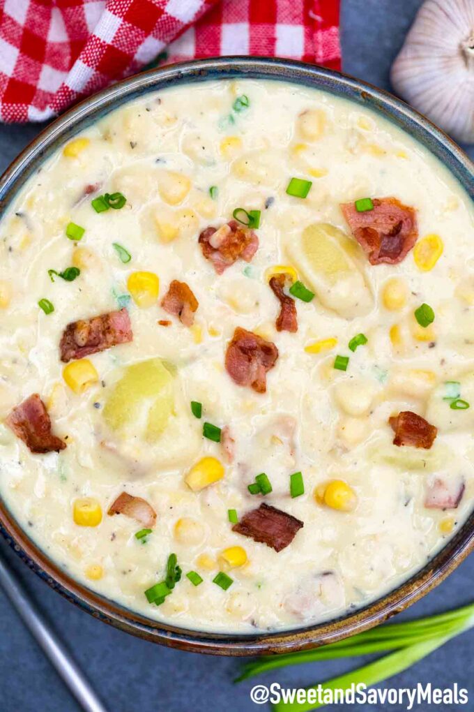 Instant Pot Corn Chowder - Sweet and Savory Meals