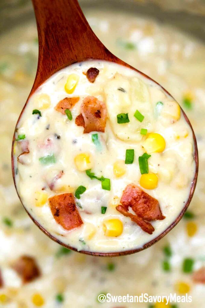 instant pot corn chowder with bacon
