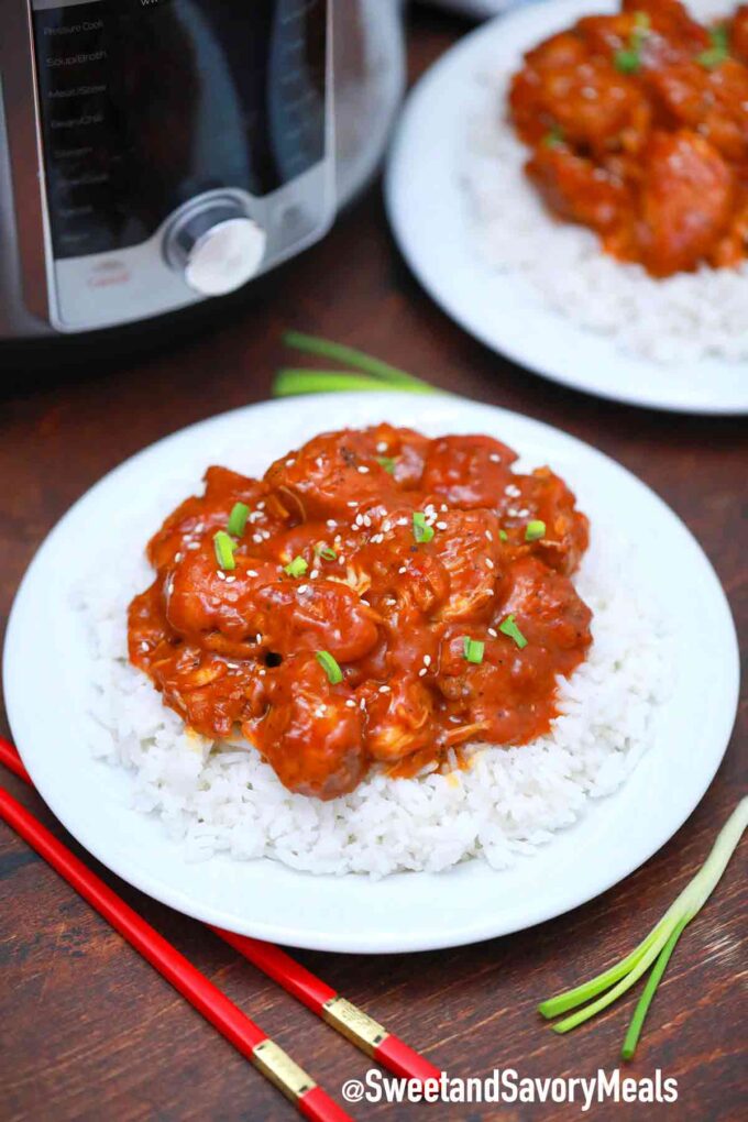 instant pot firecracker chicken with white rice