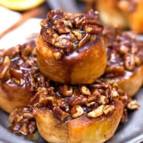 sticky buns on a plate