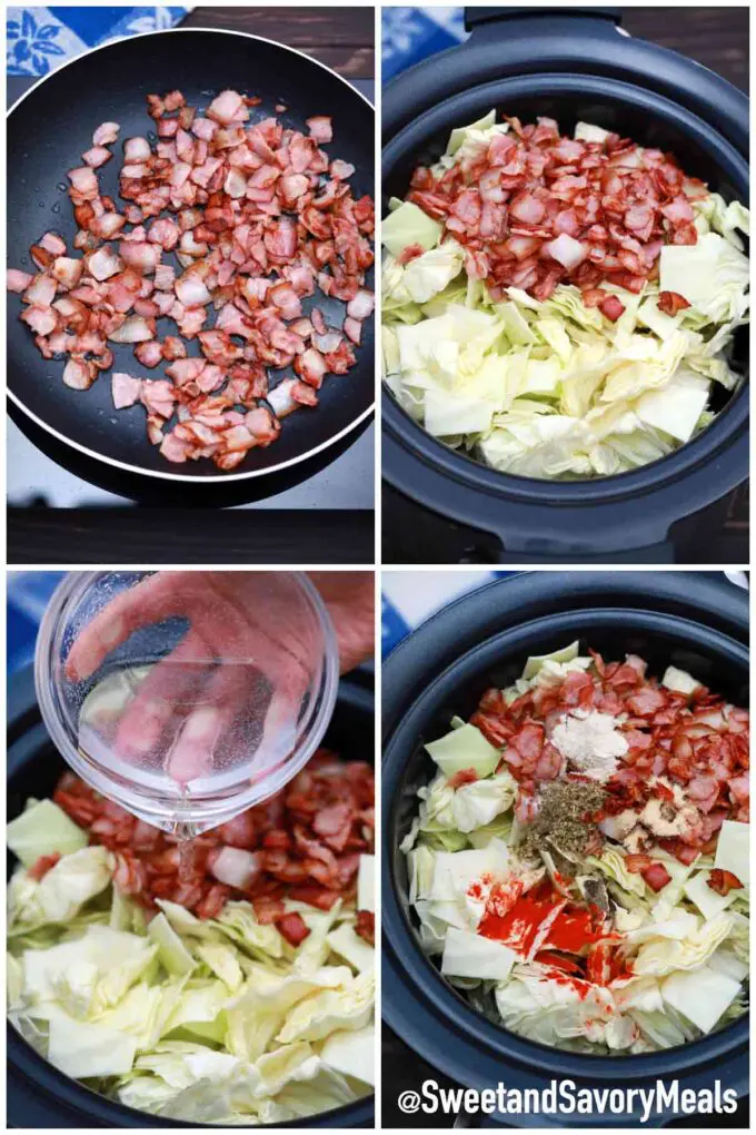 steps how to make slow cooker cabbage and bacon