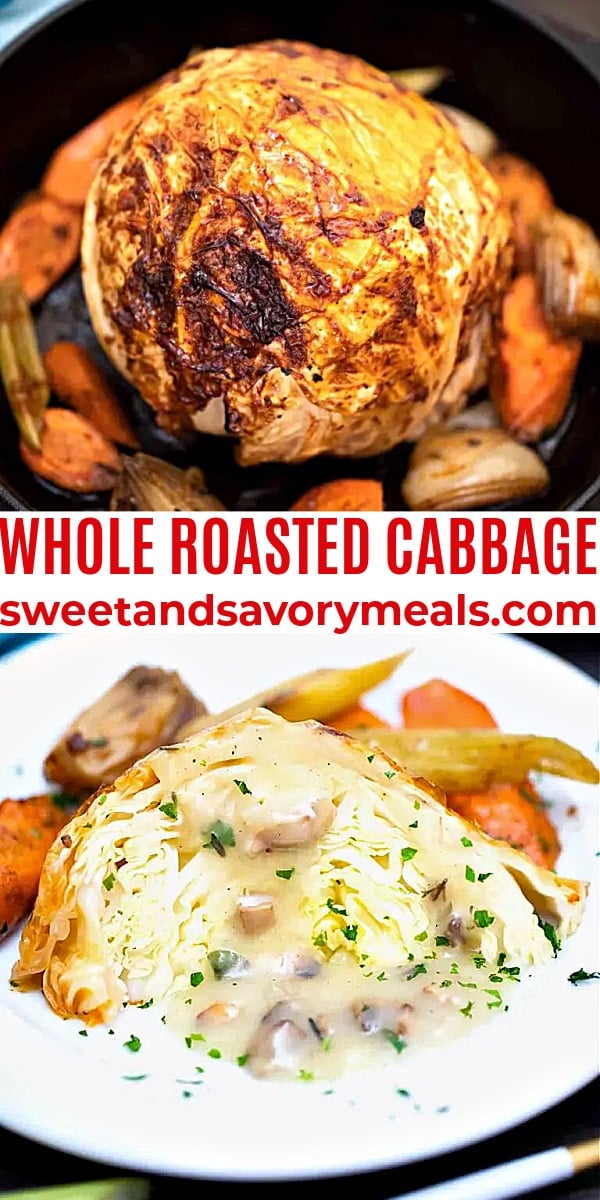 easy whole roasted cabbage pin