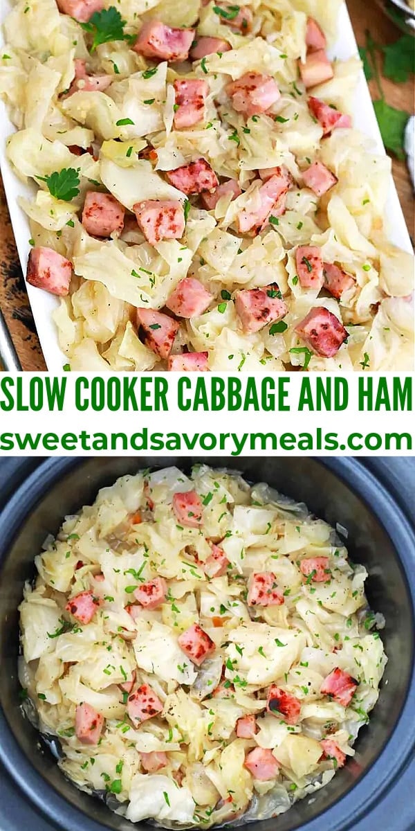 easy slow cooker cabbage and ham pin