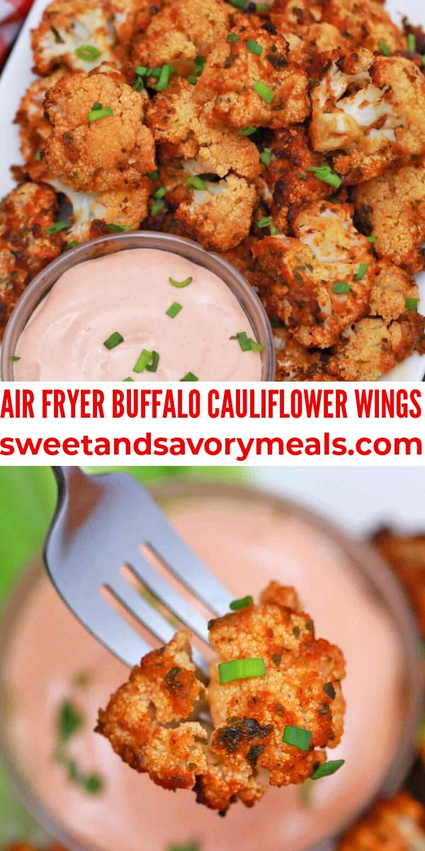 easy air fryer buffalo cauliflower wings pin