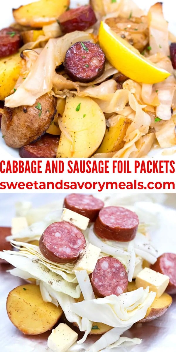 easy cabbage and sausage foil packets pin