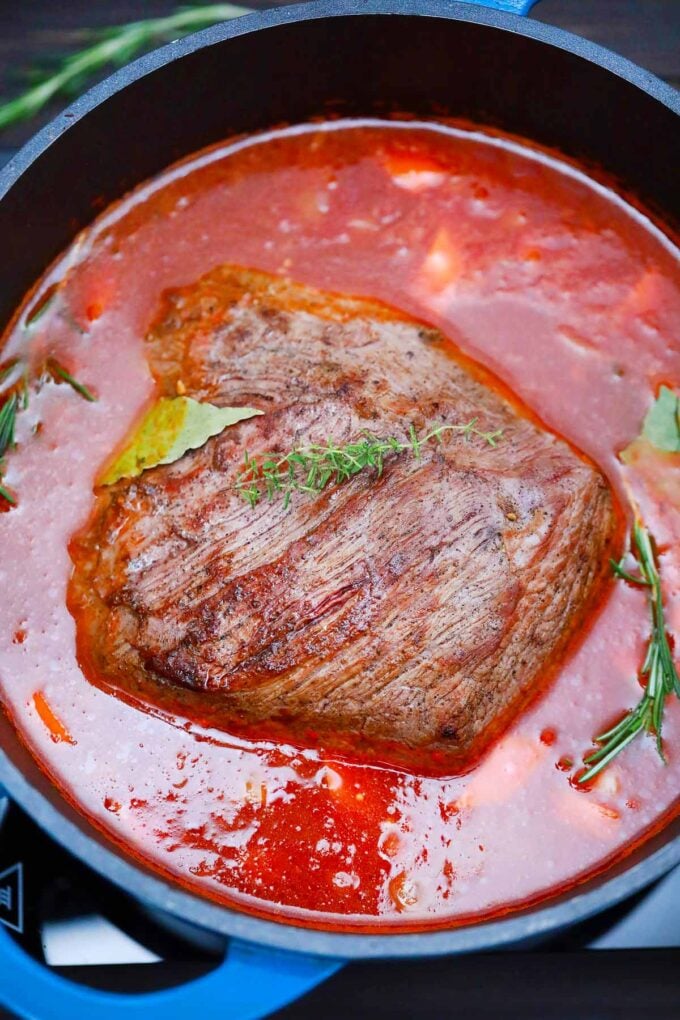 German pot roast in a tangy broth.