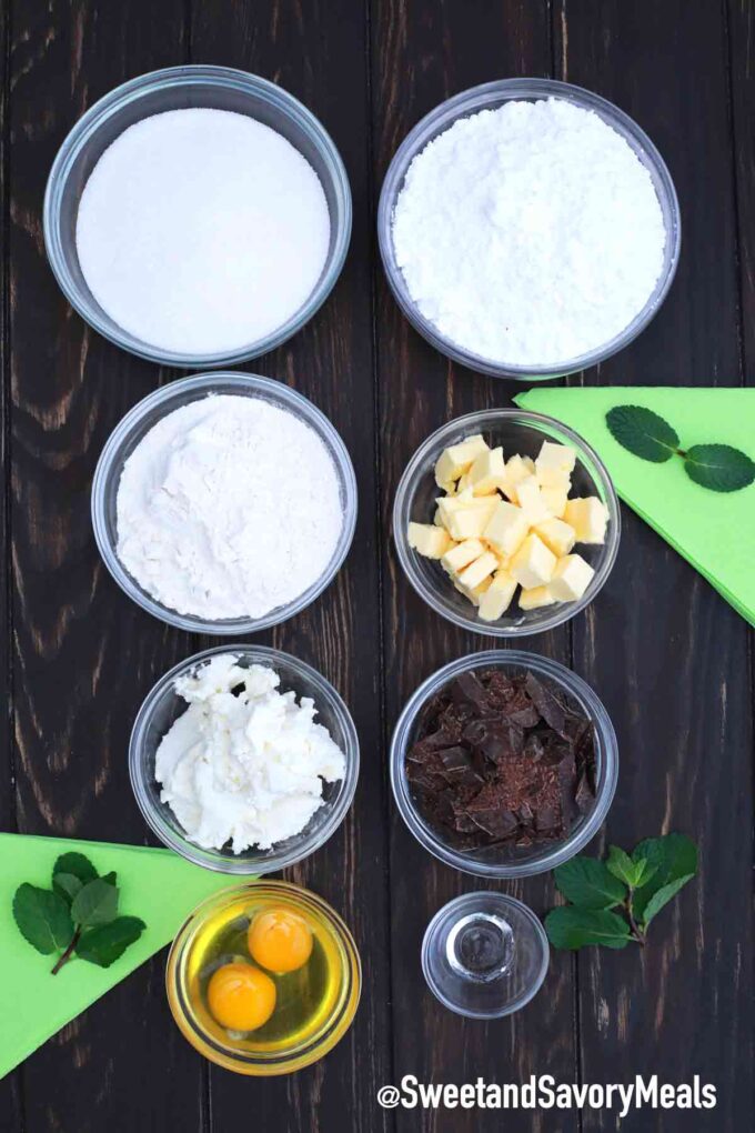 Irish Mint brownies ingredients