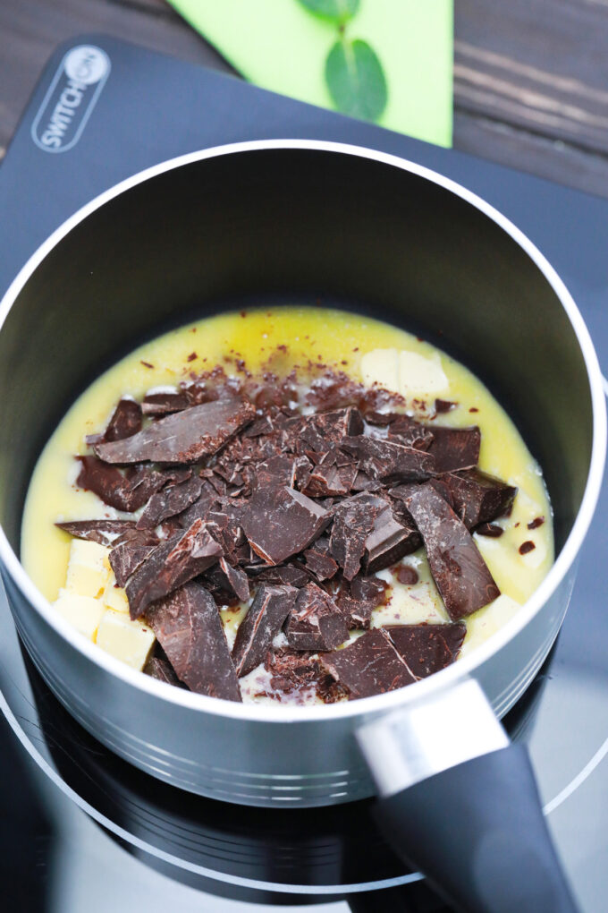 Melting butter and chocolate,