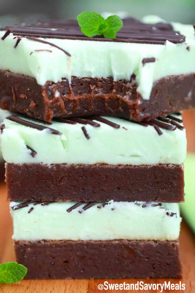 Irish Mint brownies with a bite