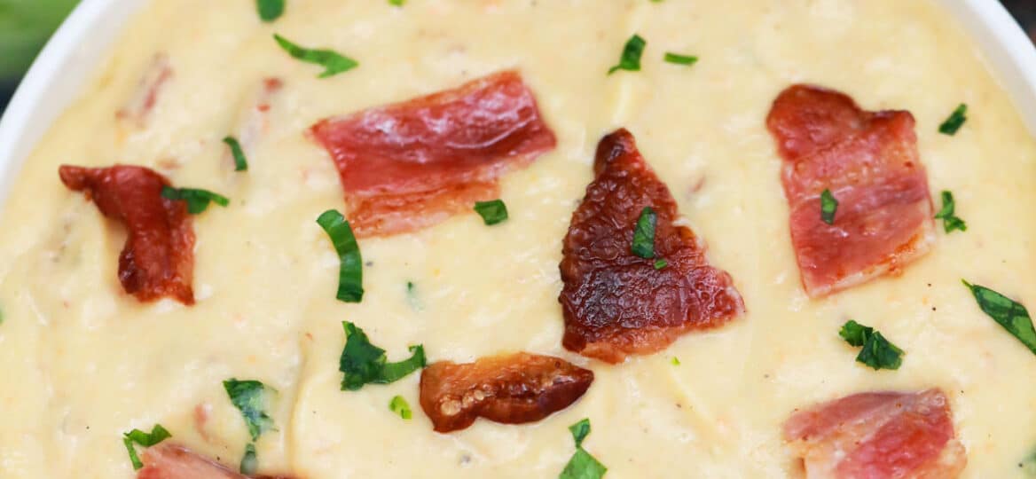 pressure cooker potato and cabbage soup in a bowl