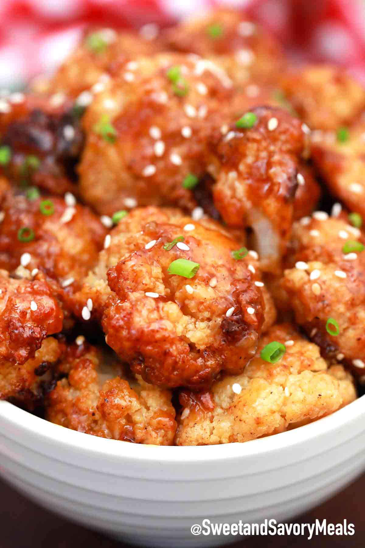 Sticky Sesame Baked Cauliflower - Sweet and Savory Meals