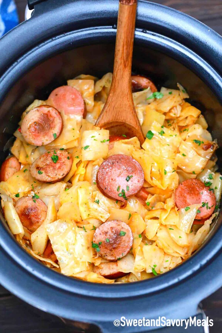 slow cooker cabbage and sausage