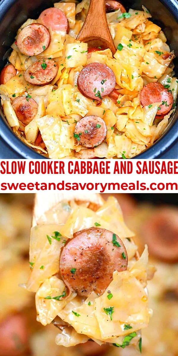 easy slow cooker cabbage and sausage pin