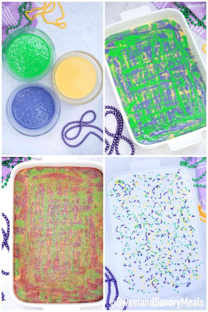 steps how to make king cake poke cake