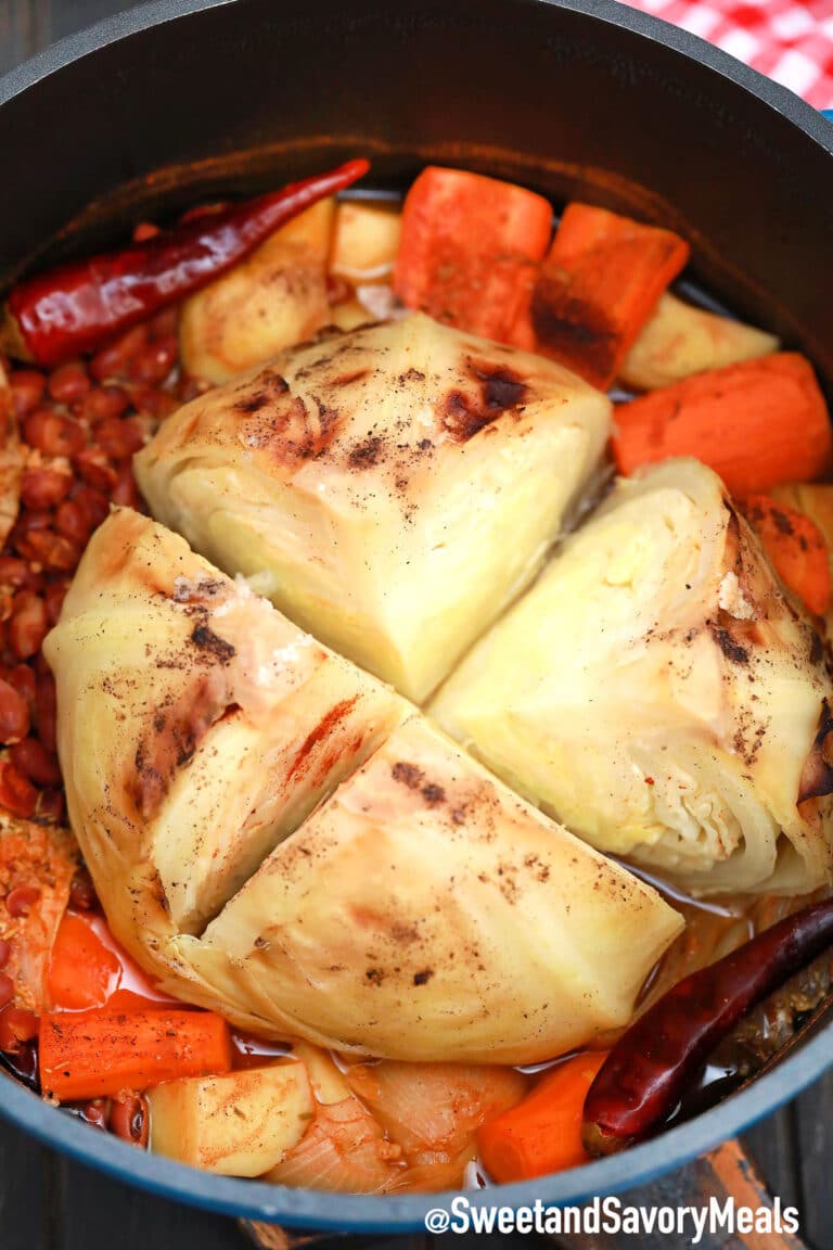 cabbage pot roast with beans and veggies