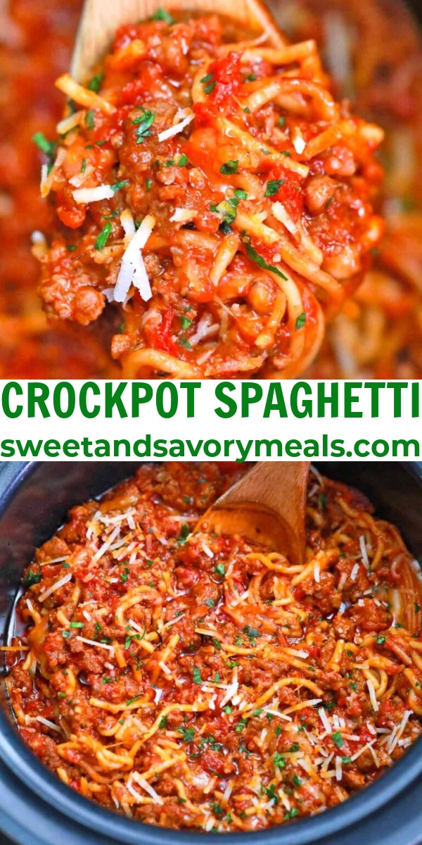 easy crockpot spaghetti pin