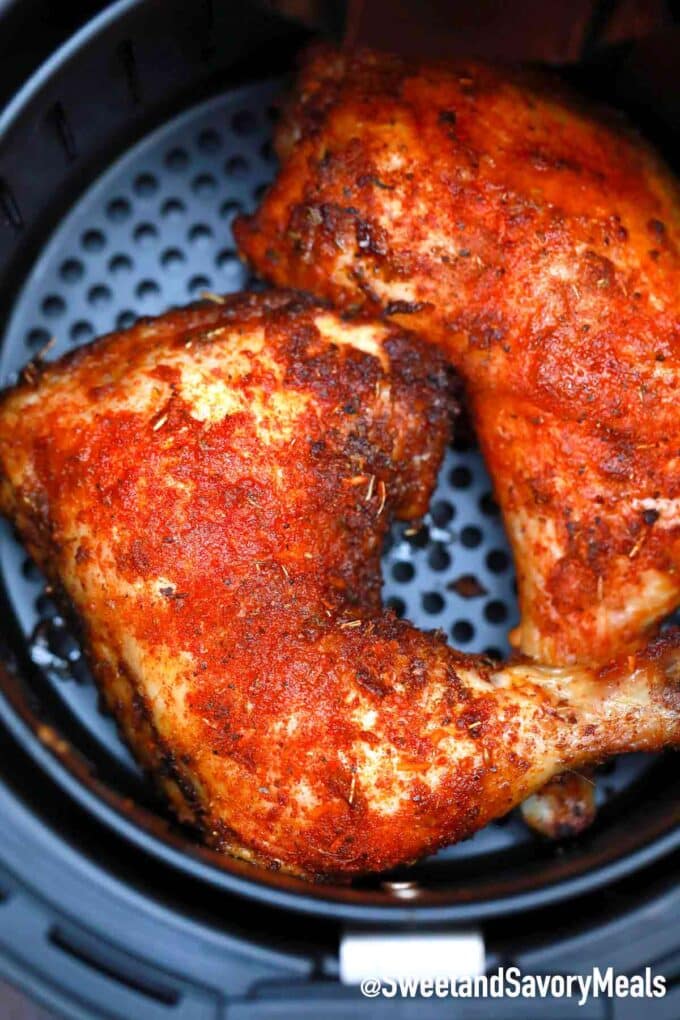chicken thighs seasoned with herbs in the air fryer