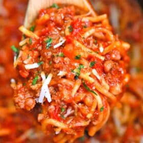 slow cooker spaghetti casserole