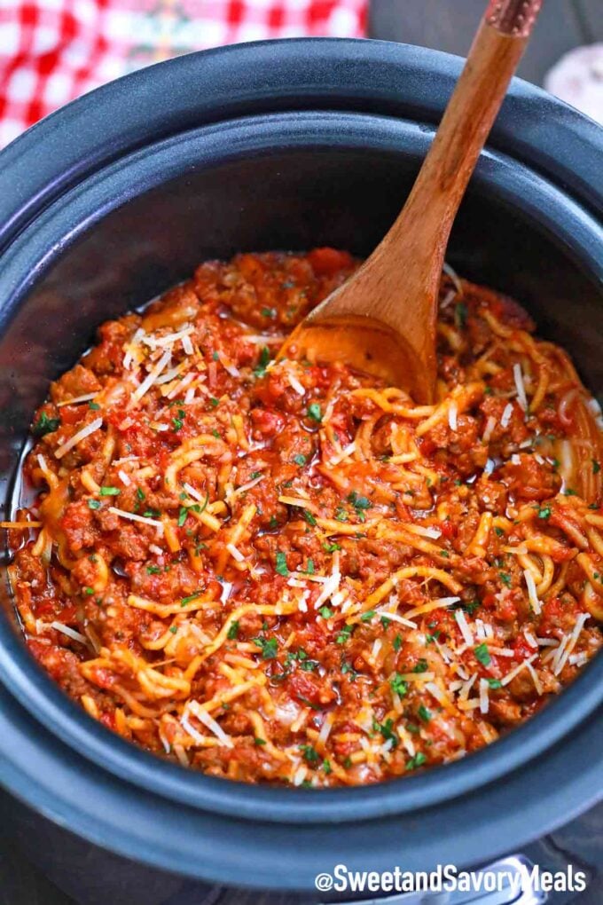 crockpot spaghetti casserole