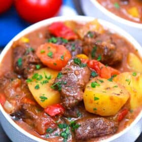 Mexican beef stew in a bowl