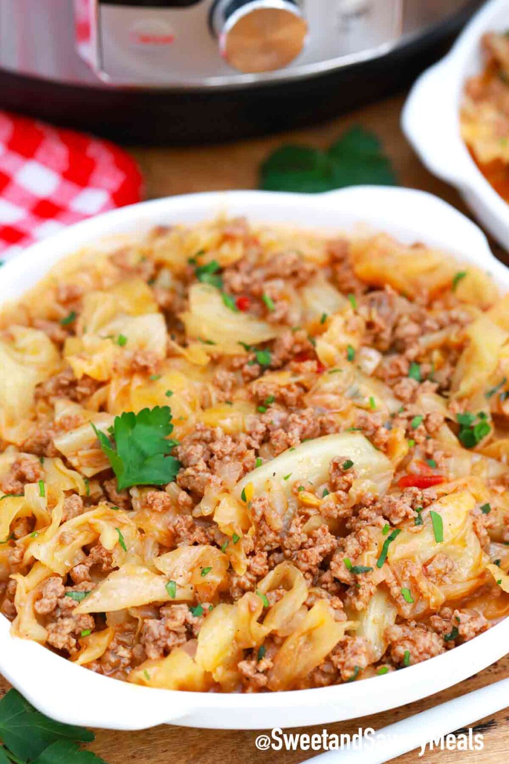 Instant Pot Cabbage Stew with Ground Beef - Sweet and Savory Meals