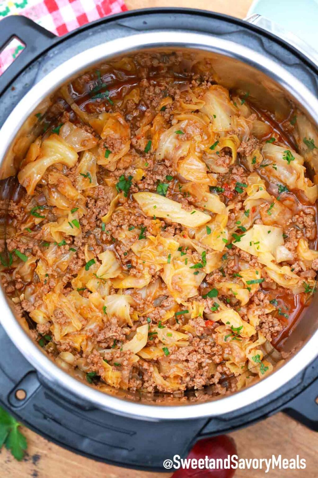 Instant Pot Cabbage Stew with Ground Beef - Sweet and Savory Meals
