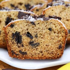 sliced Oreo banana bread