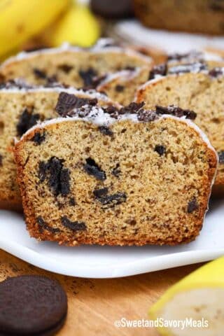 sliced Oreo banana bread