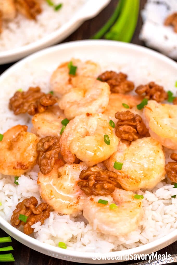 Panda Express honey walnut shrimp with rice