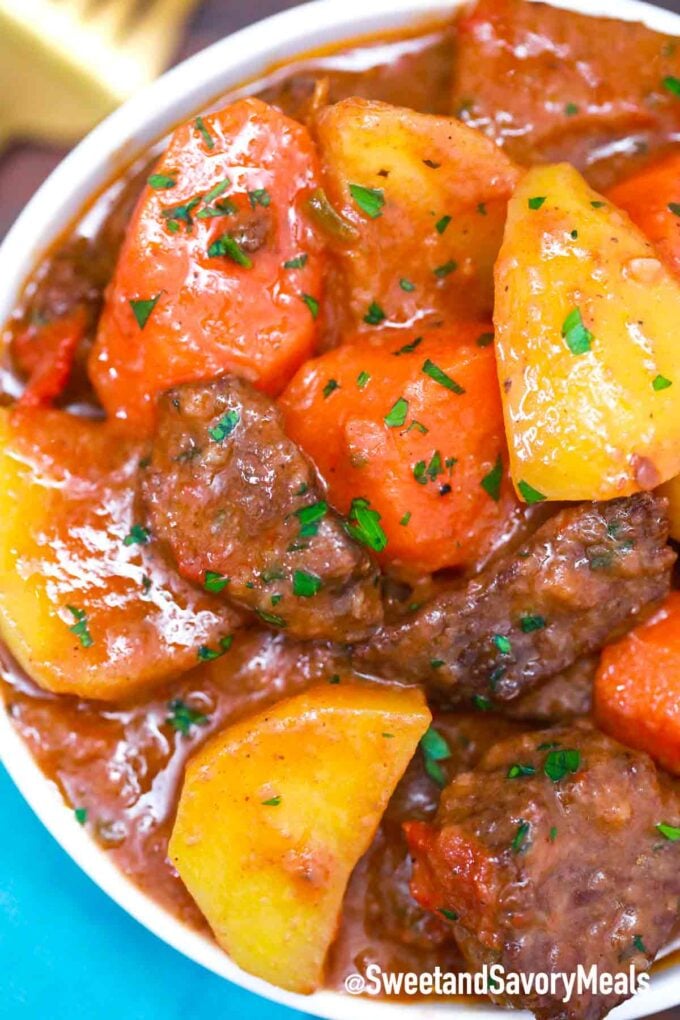 instant pot Mexican beef stew in a bowl