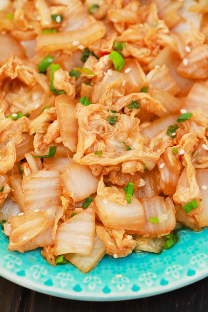 Tender sauteed Napa cabbage.