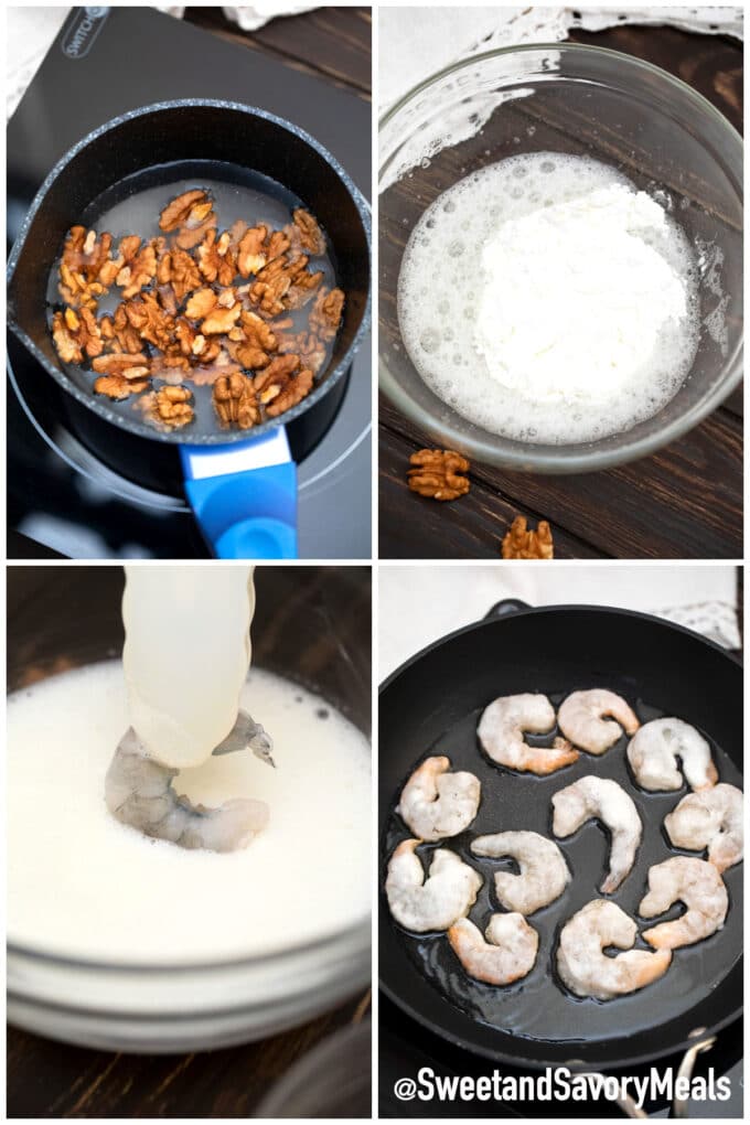 steps how to make Panda Express honey walnut shrimp