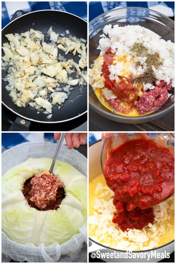 steps how to make stuffed whole cabbage