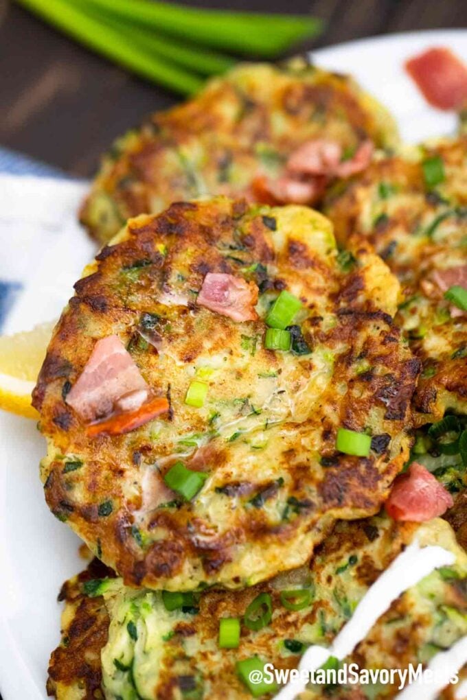 zucchini fritters with bacon