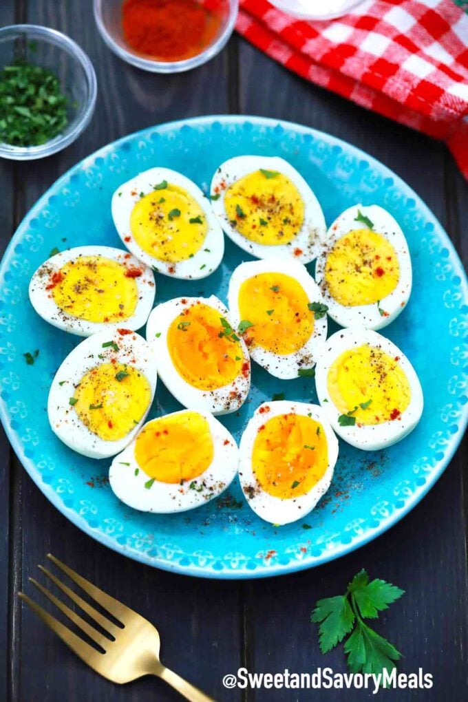 air fryer eggs on a plate